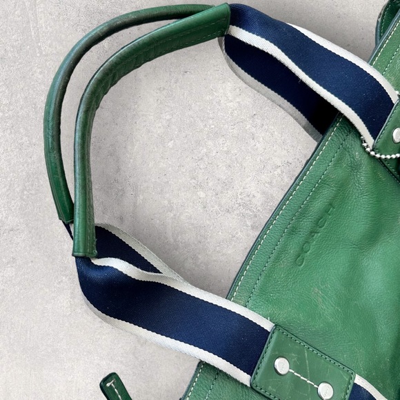 COACH Heritage Web F70558 Green Leather Foldover Tote Messenger Men’s Bag - Picture 10 of 11